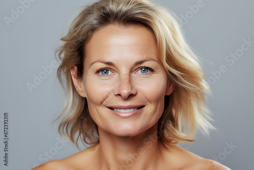 Beautiful woman in her fifties for natural beauty and skincare 