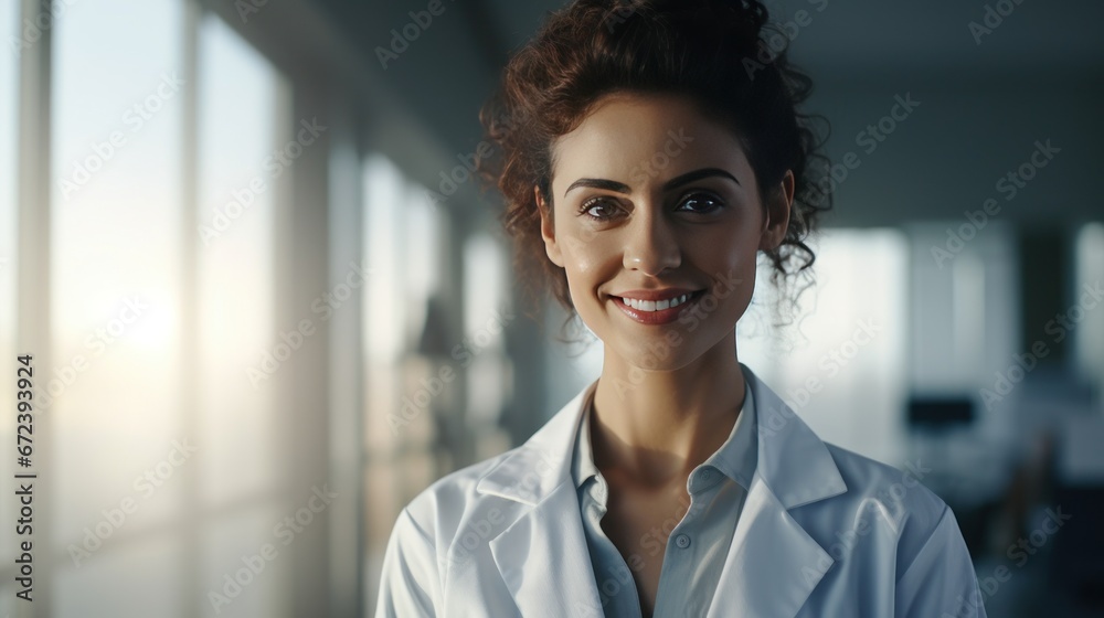 Portrait of female doctor at the hospital, female doctor with uniform, doctor with happiness at the hospital Portrait of female doctor at the hospital, female doctor with uniform, doctor with happiness at the hospital