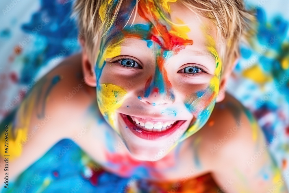 Happy and smiling child boy celebrates his birthday Happy and smiling child boy celebrates his birthday