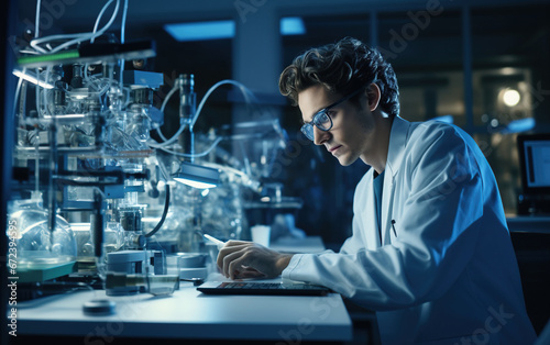 Male engineering student working in a science lab