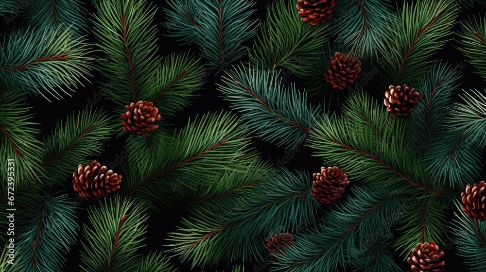 Christmas fir tree background with cones Christmas fir tree background with cones