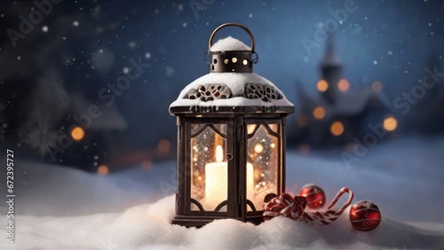 christmas lantern in snow © Heshan