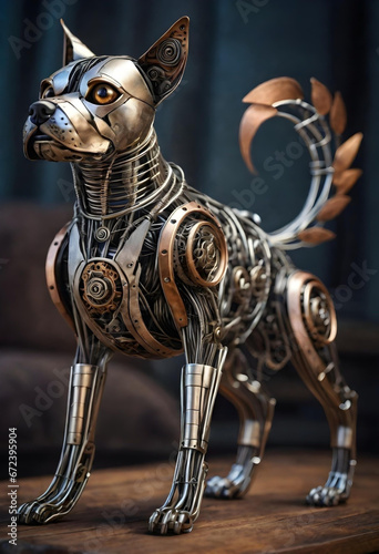 a metal dog cyborg. generative ai photo