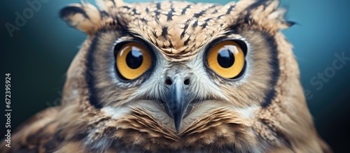 A camera capturing the gaze of a youthful owl