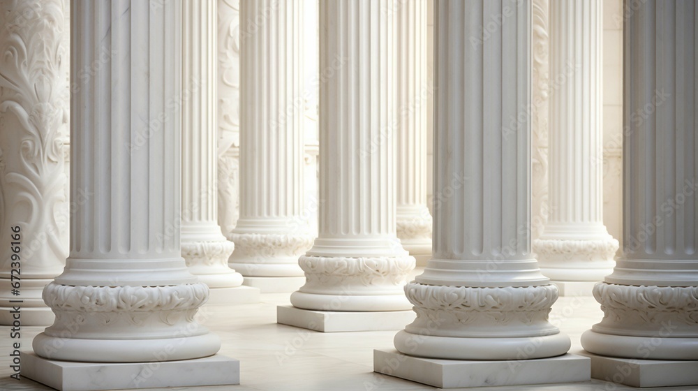 Architectural Majesty: Detailed View of Marble Pillars on a Classic Building. Generative ai Architectural Majesty: Detailed View of Marble Pillars on a Classic Building. Generative ai