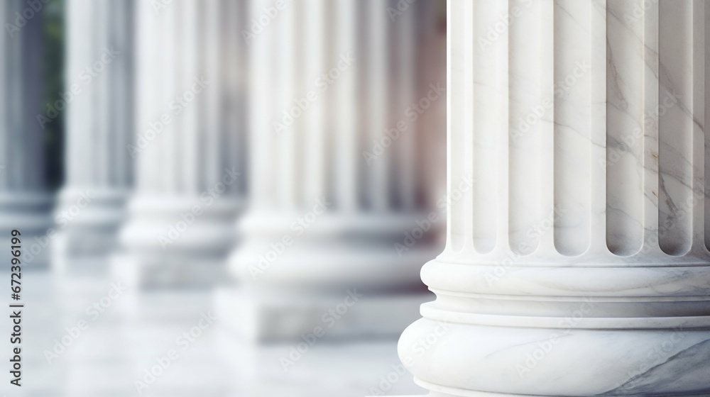 Architectural Majesty: Detailed View of Marble Pillars on a Classic Building. Generative ai