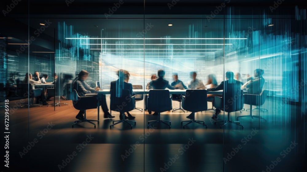 Long exposure shot of group of people in a meeting room, business concept Long exposure shot of group of people in a meeting room, business concept