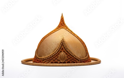 Ancient asian sultans hat on isolated white background, generative ai photo