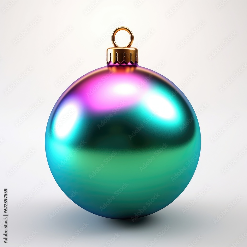 A shiny christmas ornament on a white background. A shiny christmas ornament on a white background.