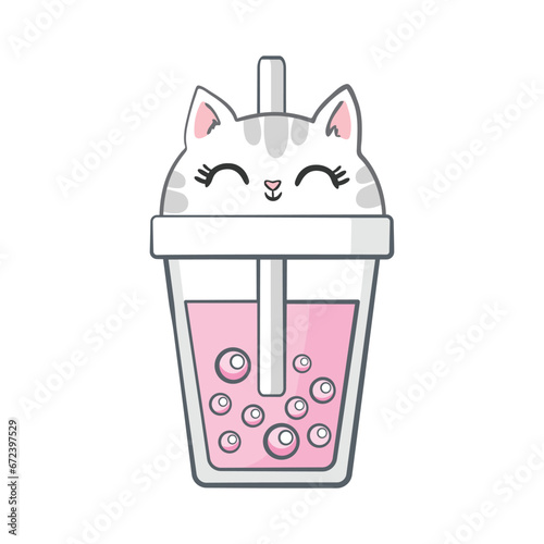 Coffee time card. Vector greeting card with cute animal.