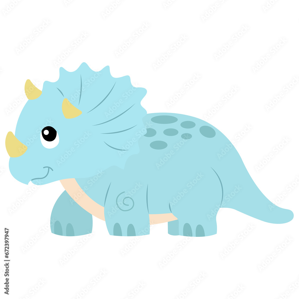 Rihno dinosaurio adorable de color azul con pequeños lunares en su lomo