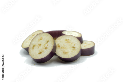 Purple eggplant sliced ​​isolated on white background