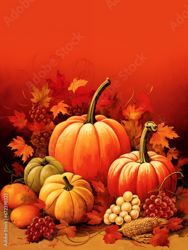Greeting card design with some copy space  for Halloween Thanksgiving.