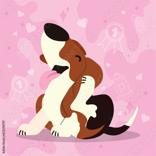 Cute scratching beagle dog cartoon character Vector