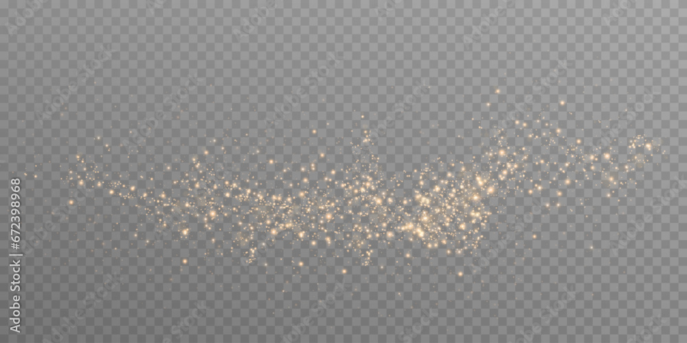 The dust sparks and golden stars shine with special light. Vector sparkles on a transparent background. Christmas light effect. Sparkling magical dust particles.	 - obrazy, fototapety, plakaty 