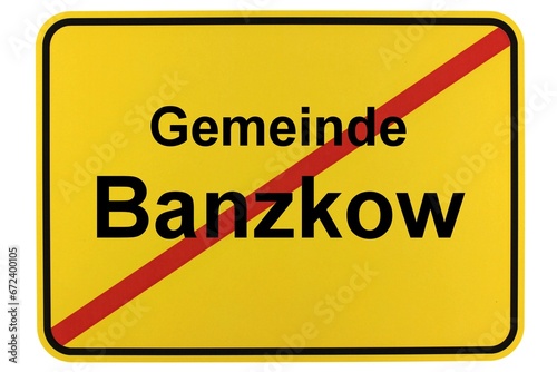 Illustration eines Ortsschildes der Gemeinde Banzkow in Mecklenburg-Vorpommern