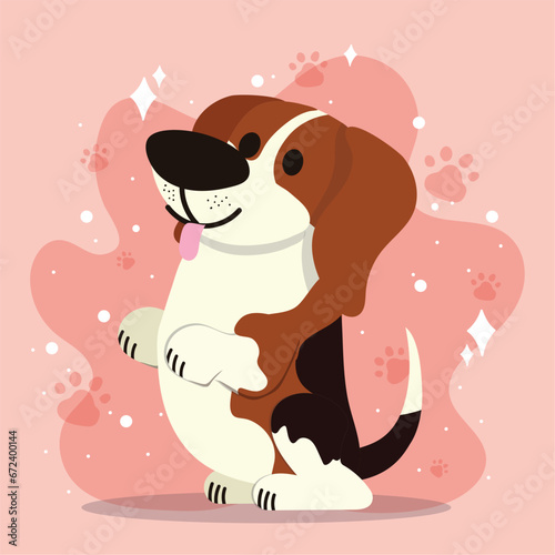 Cute happy beagle dog cartoon character Vector
