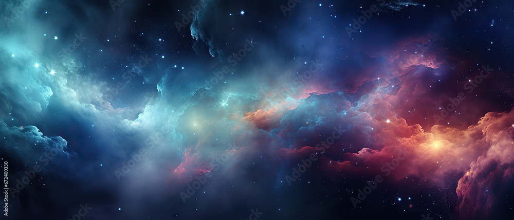 Naklejka premium Stary night cosmos. colorful space galaxy cloud nebula