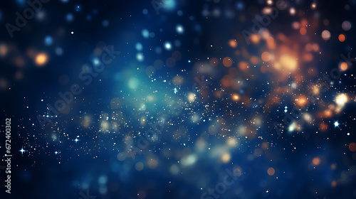 Wallpaper Mural An abstract backdrop with electric blue and silver particles. Celestial starlight shine particles bokeh on a cosmic navy background. Silver foil texture created with AI technology Torontodigital.ca