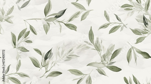  a watercolor painting of green leaves on a white background with a black and white photo of the leaves on the left side of the image.  generative ai
