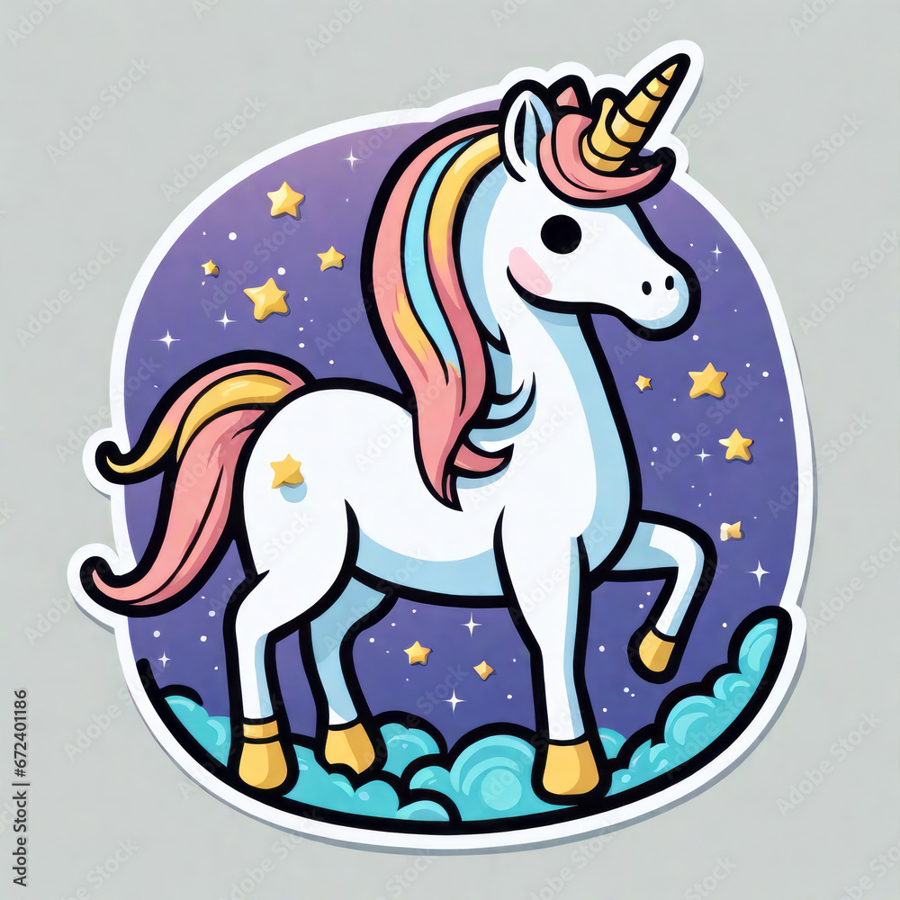 Fototapeta premium funny sticker einhorn, generated image