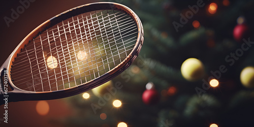 Tennis racket and ball concept Activity of tennis racquet and ball ,, A tennis racket and a ball are on a dark background. Generative AI 