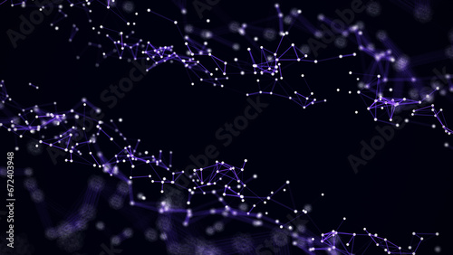Network connection abstract texture on the dark background. Futuristic structure with points and lines and with the appearance of infinity. Big data visualization. 3D rendering.