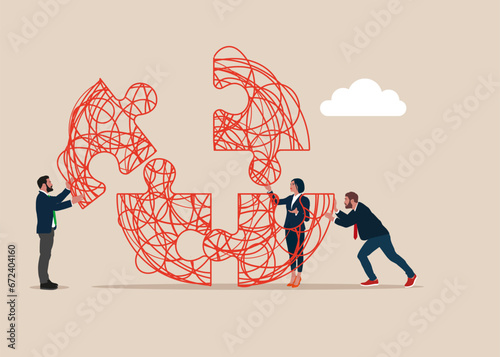 Confusion in work, miscommunication unclear information. Unclear information. Vector illustration