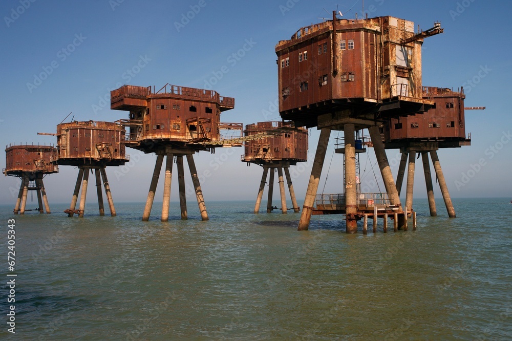 Redsands Forts were constructed in the Thames estuary of the coast of Whitstable