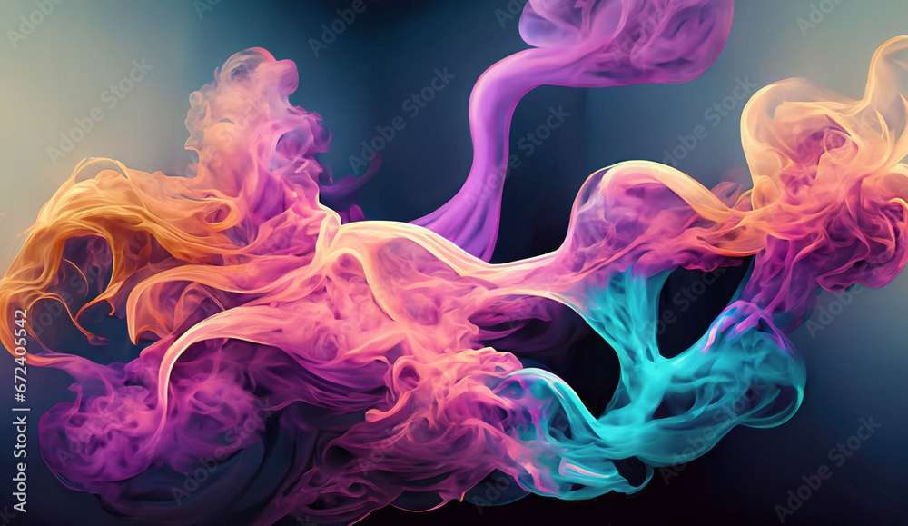 digital illustration of a smoke colorful background by Generative AI 