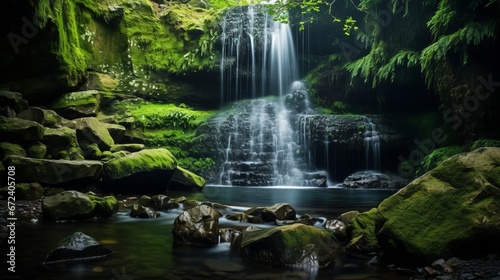A charming Cascade of Waterfalls in a Hidden Grotto