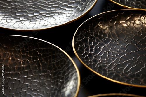 Close-Up Lustrous Artistry of Aged Hammered Copper's Texture, Shines with Elegance