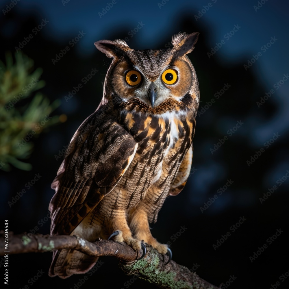 Eurasian Eagle Owl sitting on a branch Eurasian Eagle Owl sitting on a branch