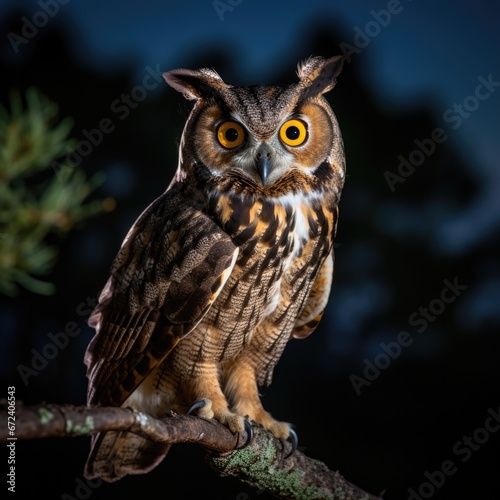 Eurasian Eagle Owl sitting on a branch