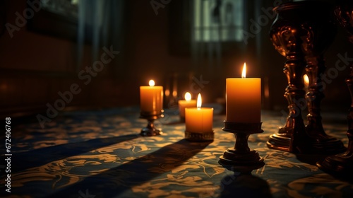 A Low-Angle Shot of Shadows Flickering in the Candlelight, ancient theme
