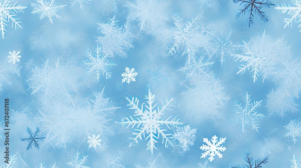  a lot of snow flakes that are on a blue and white snowflaked background that looks like snow flakes.  generative ai