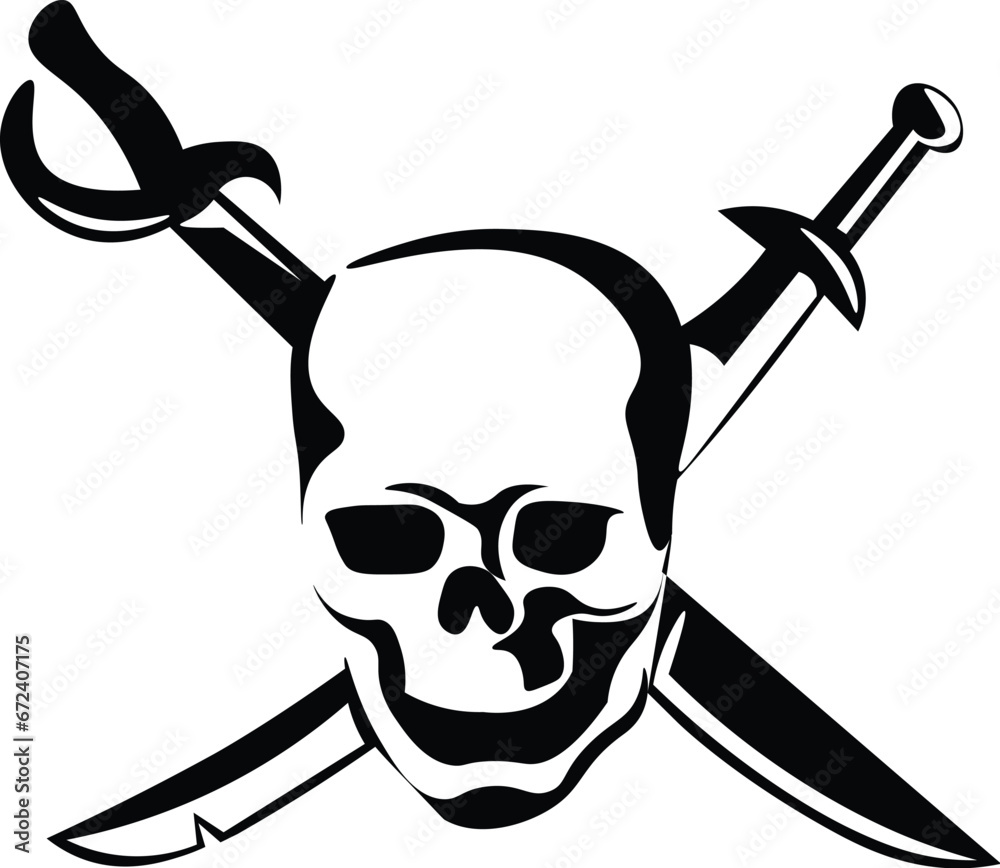 Cartoon Black and White Isolated Illustration Vector Of A Skull On Top ...