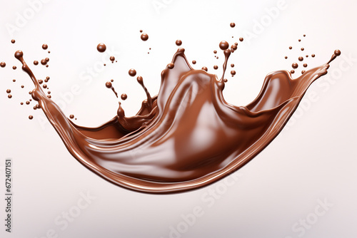 Chocolate splash isolated on white background. 3d rendering 