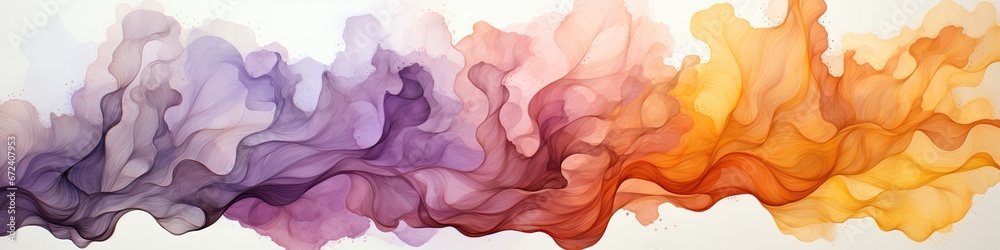 A painting of different colors of paint on a wall. Abstract color banner, panorama.