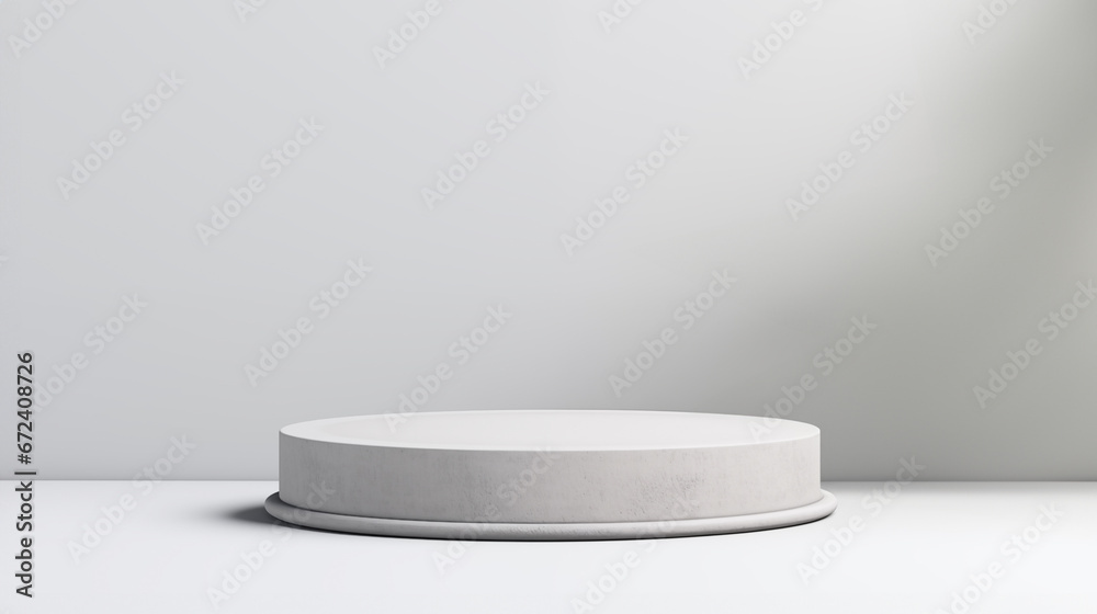 abstract minimalist white 3D room with realistic white podium for product demonstration, empty showcase for presentation, realistic white cylinder, pedestal, stage abstract minimalist white 3D room with realistic white podium for product demonstration, empty showcase for presentation, realistic white cylinder, pedestal, stage