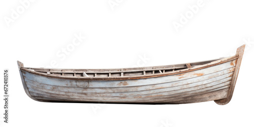 white wooden boat, png file of isolated cutout object on transparent background