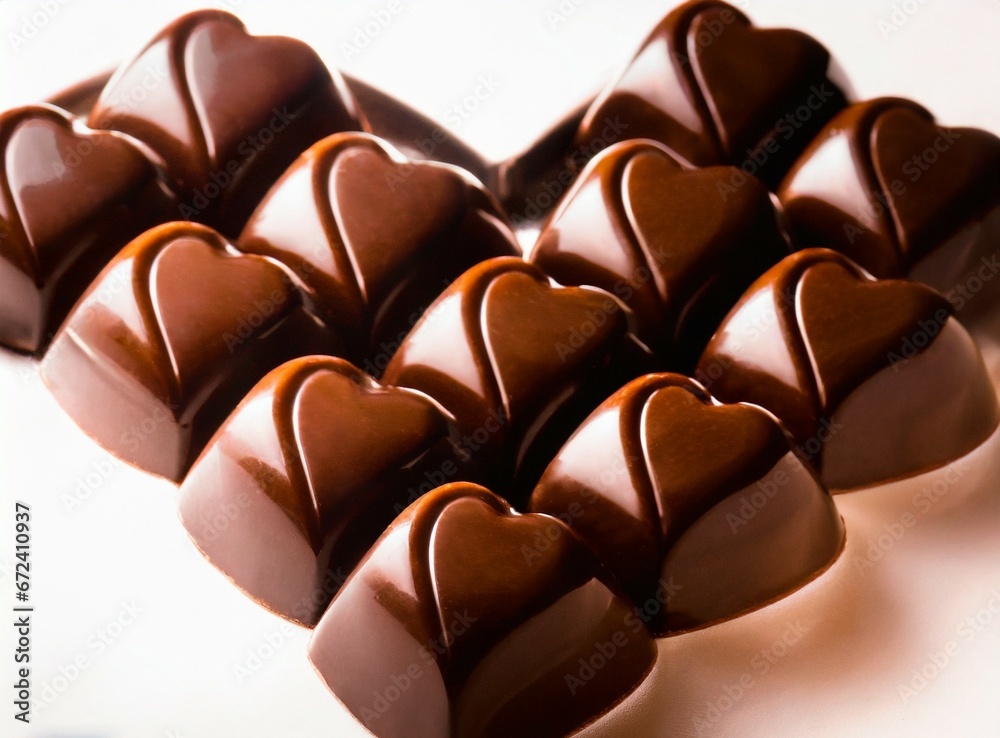 Fototapeta premium Valentine's Day Chocolate, Heart Shape Chocolate