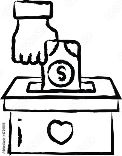 Charity Money box hand drawn vector illustration