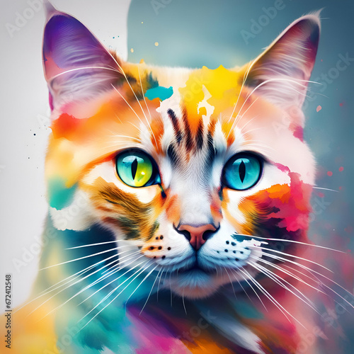 abstract colorful cat