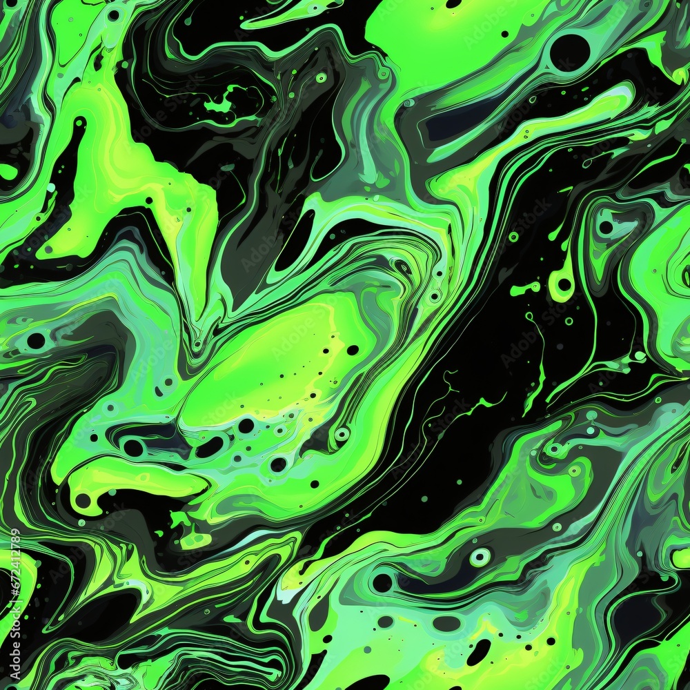 Toxic green and black fluid marbling. Seamless pattern. Vibrant abstract design for edgy fashion, bold wallpapers, or artistic digital backgrounds Toxic green and black fluid marbling. Seamless pattern. Vibrant abstract design for edgy fashion, bold wallpapers, or artistic digital backgrounds