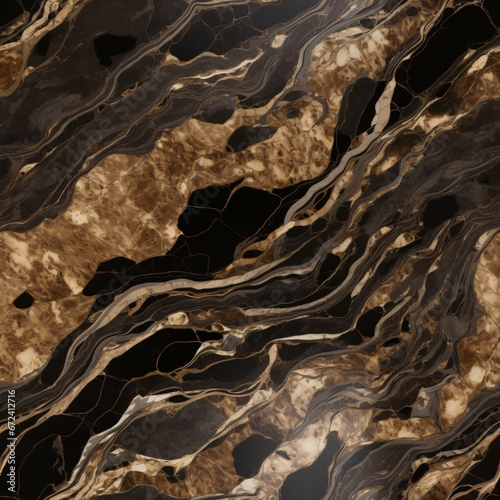 Elegant marble with gold and ebony streaks. Seamless pattern. Luxurious texture for classic interiors, sophisticated stationery, or chic fabric prints © dreamdes
