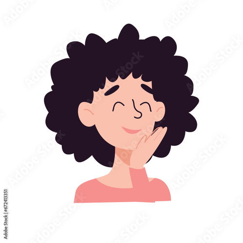 woman show different emotions: angry, sad and love. Millennial girl demonstrates various moods, facial expressions. Female feel mad, unhappy or loving. Flat vector illustration