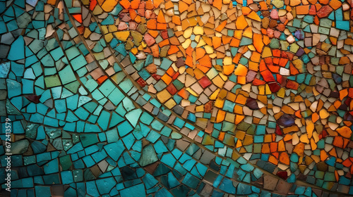 Colorful abstract teal and orange mosaic background. photo