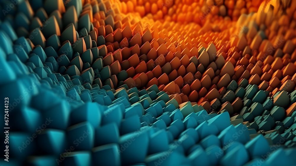 Obraz premium Teal and orange 3D abstract background texture.