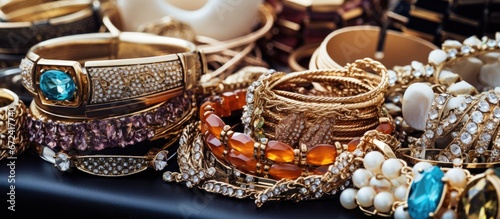 A wide variety of women s jewelry and accessories are showcased including bracelets earrings necklaces and rings